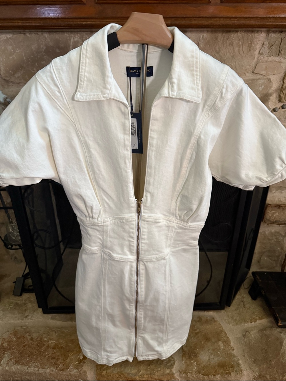 Ramy Brook Mini Denim OFF White Dress Game Day Lily Zip SZ Medium 28 MWT 345$